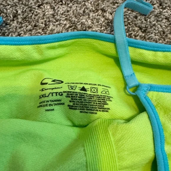 Lime Green and Blue Chevron Crop Top - Picture 2 of 3